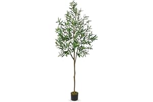 Oairse Artificial Olive Tree 6FT Tall Fake Olive Tree Outdoors Large Artificial Plant Indoor in Pot Tropical Silk Faux Plants for Modern Home Office Living Room Bedroom Balcony Floor Decor, 182cm