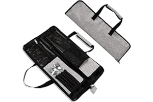 HJSSAA Knife Roll for Chefs 18 Inch,Heavy Duty Oxford Knife Bag with 13 Slots,Portable Knife Case with Handle for Travel, Camping, Hiking (Grey)