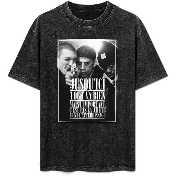 LA *Haine T-shirt vintage pour homme 100 % coton Design T-shirts manches courtes décontracté film graphique T-shirt pour les fans Cadeau, 3XL