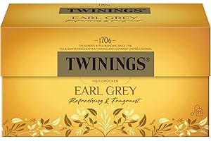 Twinings EARL GREY czarna herbata w torebce herbaty, uszlachetniona aromatem bergamotki, znana na całym świecie i bardzo orzeźwiająca czarna herbata z Chin, 1 opakowanie (25 torebek herbaty)