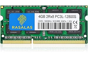 Rasalas 4GB PC3L 12800S DDR3 1600MHz SODIMM RAM 2rx8 DDR3l-1600 PC3-12800 Memoria 204-Pin 1.35V CL11 per Portatile Mac Laptop Notebook Upgrade