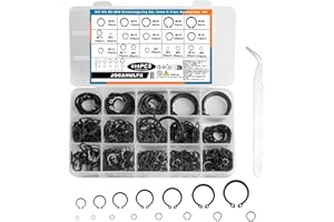 JOCAHULFX 535 STK Sprengring Set, Sicherungsringe Set, Intern Außen E-Clips Sprengringe Sortiment Set, Schwarz Spannring Sicherungsscheiben, C-Clips Sicherungsring Unterlegscheiben für Wellen, 19 Größen