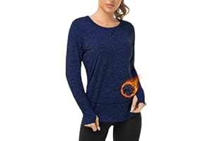 WOWENY Women'S Long Sleeve Sport Shirts with Thermo Gym Tops for Women Loose Fit Running Sports Yoga Workout Fitness Tops Warm for Winter,