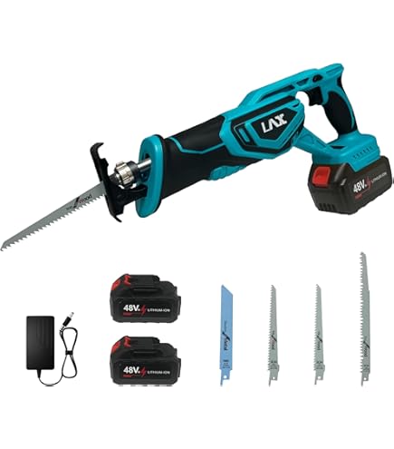 Accu reciprozaag compatibel met Makita 18V lithiumbatterij, 0-3100 SPM, heflengte 22 mm, borstelloze reciprozaag met 4 zaagbladen, 1 bril, 1 handschoenen, voor het zagen van hout, kunststof, metaal