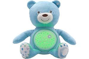 Chicco First Dreams Orsacchiotto Peluche Baby Bear, Soffice Pupazzo Proiettore con Luce Notturna Bambini, Effetti Luminosi e Rilassanti Melodie, Azzurro - Giochi Neonato 0 Mesi +