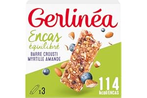 Gerlinéa - Croüsti Amandes Myrtilles - Barre de Céréales pour un Encas Équilibré 93 g (3x31 g) - 218097