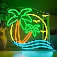 Horseneon Palm Tree Neon Sign Coconut Tree Neon Lights LED Light Sign USB Powered Neon Lights Sea Neon Signs for Bedroom Summer Beach Restaurant Man Cave Beer Cafe Bistro Club Party Decor
