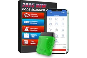 IKIKIN Bluetooth OBD2 Diagnostic Device Car Diagnostic Scanner Suitable for iOS and Android, Wireless Car OBDII Complete System Diagnostic Tool for Vehicle Car Diagnostic Device, Mint Green