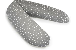 ‎PIC BEAR pic Bear Classic 190cm Stillkissen - hochwertiges Schwangerschaftskissen - anschmiegsames Lagerungskissen - schadstofffreies Seitenschläferkissen (100% Jersey Baumwolle, Sterne grau-Weiss)