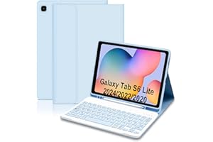 HOFSOS Coque Clavier pour Samsung Galaxy Tab S6 Lite 10,4" 2024/2022/2020, AZERTY Français Étui Clavier Magnétique Bluetooth sans Fil Etui Housse avec Pen Holder pour Galaxy Tab S6 Lite, Bleu