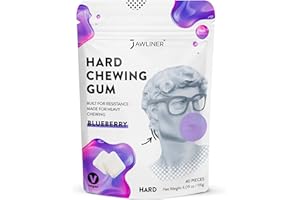Jawliner Jawline Kaugummi Harter Kauwiderstand Workout Gum für Jawline Sculpting Hard Chewing Gum für Kieferkraft Gesichts-Fitness Kiefertrainer Mewing für Männer & Frauen Berry Flex 40 Stück