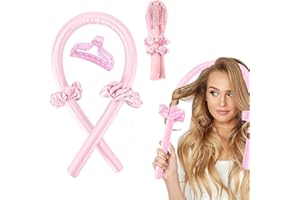 BTkviseQat Lockenwickler Hitzeloses Lockenband, neuer Lockenwickler aus Seide, rutschfester Lockenwickler mit Haarnadel, Lockenwickler über Nacht, DIY-Haarlocken ohne Hitze-Frisurenset, für langes mi