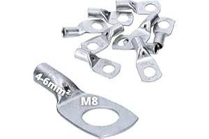 KALITEC 10 sztuk Cembre A1-M8 rurowe końcówki kablowe 4-6mm² M8 nieizolowane z miedzi ocynkowane