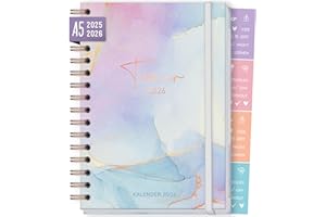 ‎HÄFFT Häfft-Timer Fancy 2025/2026 A5 "Bleu & Rosé" Schülerplaner mit Hardcover und Spiralbindung für Oberstufe, Ausbildung, Studium, Laufzeit Aug 2025 - Sep 2026 – nachhaltig & klimafreundlich