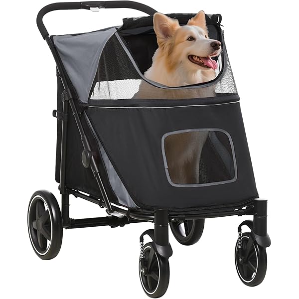 Hundebuggy 4-Rad Mit Getränkehalter - Klappbarer Hundewagen Bis 10kg