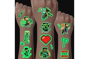 JOJOLUXE Luminous Temporary Tattoos, 8 Sheets Fake Tattoo for Boys Girls, Tattoos for Kids Party Bags, Skin-friendly Kids temporary tattoo, Waterproof Kidstattoos