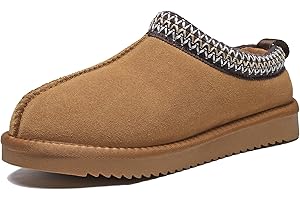 Meik Mangni Chaussons Hommes Femmes Véritable Suède Pantoufles Chaud Confortable Mules Hiver Chaussons en Peluche Antidérapantes Slippers Intérieur extérieur 35-44 EU