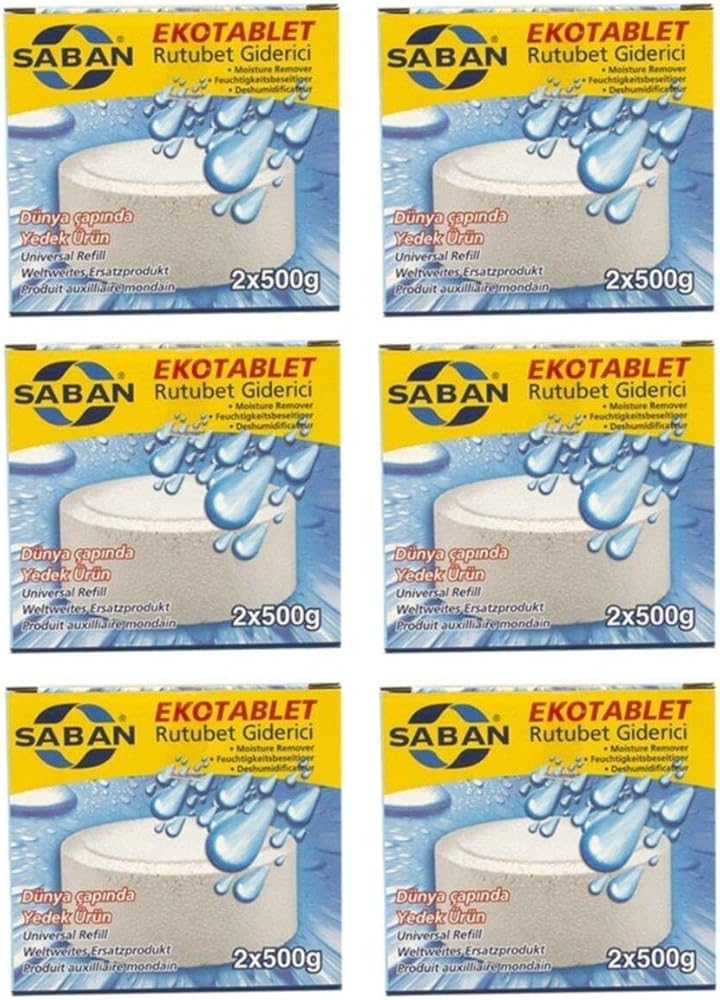 Saban Nem Alıcı Rutubet Giderici Yedek Tablet 6'lı 2 x 500 gram Natural