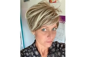 Creamily Pelucas Rubias Cortas para Mujer, Peluca Corta de Duendecillo con Flequillo, Peluca Rubia, Pelucas de Pelo Corto Sintético pelucas mujer pelo natural Naturales para Mujer