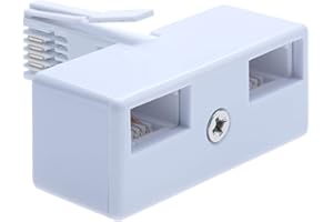 KEPLE BT Telephone Socket Line 2 Way Splitter | Female Jacks to BS6312 431A Male Plug | Cable UK Adapter Landline Port Converter Extender FAX Modem Corded Cordless Phone SKY| 4 Wire Converter | White