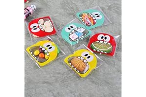 JZK 600 samoprzylepnych torebek plastikowych na cukierki, potwory, płaskie woreczki na słodycze, torebki na prezenty i ciastka, na wesele, urodziny, baby shower, przyjęcie dla dzieci