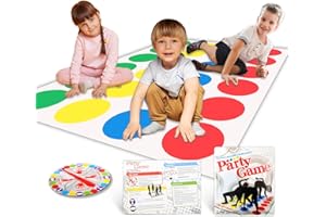 HEARTSKING Twister Game for Kids, Twister Funny Balance Family Party Games with Spinner & Floor Play Mat Floor Games Kids Games Birthday Party Games Birthday Gift Indoor & Outdoor for 2 + More Players