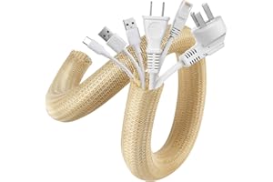 AGPTEK Cable Tidy Sleeve 2 Pack 5ft - 1.2 inch Wire Cover Cord Organizer Cable Sheath for TV, Computer, Desk, Home, Theater, Car, Light Brown