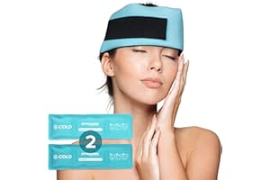2X Migraine Relief Ice Packs - Adjustable Head Wrap for Cold Compress - Reusable Forehead Headache Relief Pad for Sinus Tension, Stress, Fever, Puffy Eyes, Chemo & Menopause (Dynamik Products)