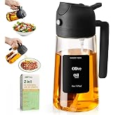SWEET VIEW 2 in 1 Oil and Oil Sprayer, 470ml Air Fryer Oil Sprayer, Glass Olive Oil for Kitchen, Salad and BBQ