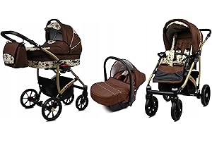 BabyLux® Carrito de Bebé Sistema de Viaje Set 3 en 1 - Largo - incl. Capazo, Silla de Paseo, Silla Coche - Cochecito - con Bolso cambiador, Cubierta para la lluvia, Mosquitera etc.