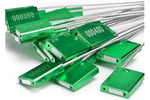 Lzbignun 50 Numbered Security Seals - Tamper Proof Steel Wire Tags, Pull-Tite Trailer Seals - Metal Security Cable Ties, Green