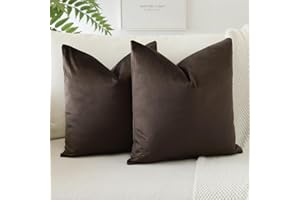 JOTOM Soft Velvet Decorative Throw Pillow Covers 50x50 cm Solid Cushion Covers 20x20 Inch Cushion Case Square Pillow Cases for Couch Sofa Living Room Bedroom Home Decor Set of 2 (Chocolate Brown)