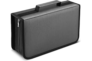 TNP PRODUCTS TNP - Custodia per CD e DVD, 120 pezzi, portatile, per auto, custodia protettiva con cerniera per riporre CD e DVD (argento)