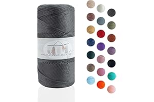 Makromecity Makramee Garn 2mm x 115m Premium Polyester Macrame Cord Polypropylene Yarn für Handwerk Wohndekorationen Platzteller Umhängetasche Handtasche Runner Schnullerkette 20 Farbe