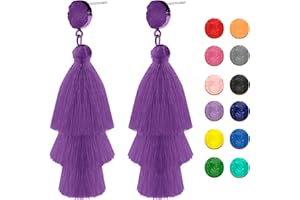 CUTILAND Red Layered Tassel Earrings,Bohemian Layered Tassel Wire Earrings,Bohemian Big Dangle Drop Earring,Stylish And Simple Women's Earring,Christmas,Carnivals,Birthday,Weddings,Party,Valentine Day Gift