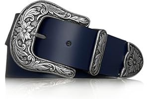 almela - Ceinture cowboy - Femme et homme - Boucle mode Western - Cuir Veritable Bovin - 4 cm - 40 mm - Country - Vintage - Retro - Rodeo - Cowgirl Belt