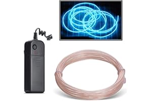 Aogbithy EL Wire, Neon Glowing Strobing Electroluminescent Light Super Bright Battery Operated EL Wire Cable for Christmas Party Cosplay Dress Carnival Decoration Festival Halloween (Light Blue, 3M)