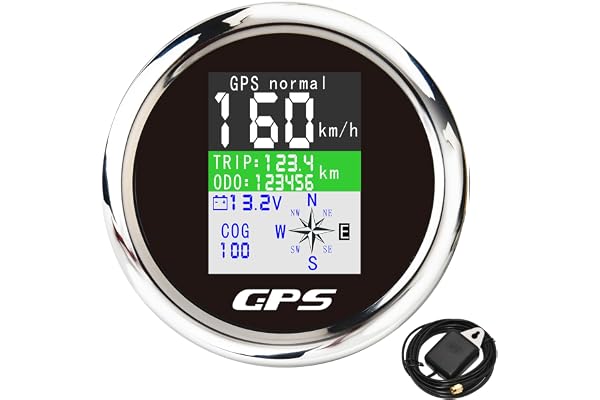 Compteur de vitesse et compteur de vitesse GPS numérique 85 mm avec compteur kilométrique, étanche IP67 pour voiture, bateau, yacht - 12 V/24 V