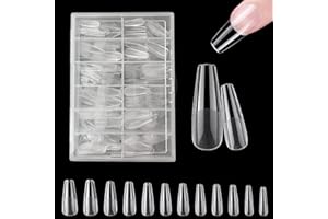 ZAHRVIA 420 Piezas Uñas Postizas Transparentes, 12 Tamaños Tips Uñas, Gel Nail Tips Cobertura Total Kit de Uñas para Salón Casa (Bailarín Ancho)