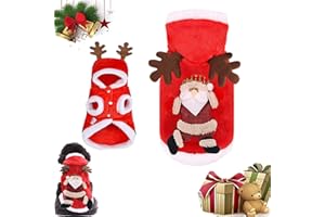 AMEBLEAK Vestiti di Natale per Cane, Costume Natale per Cani e Gatti, Natale Animale Domestico Costume, Pet Costume Natalizio, Cane Babbo Natale Vestiti per Cani di Piccola e Grande Taglia e Gatti (L)