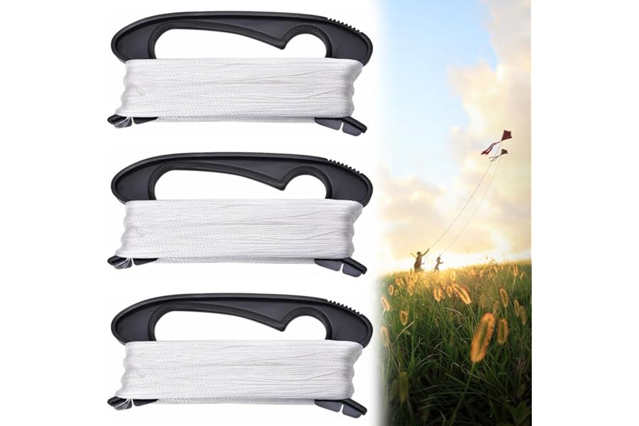 hankousi 3Pcs Line Winder Kite Set, 100m Black Plastic String Spool Winding Board for Outdoor Kite Flying and Family Activities