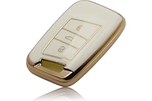 ‎FOAMO FOAMO Autoschlüssel Hülle Kompatibel mit VW Passat B8, SEAT, Skoda Keyless Autoschlüssel - TPU Schlüsselhülle - Schutz-Hülle für Autoschlüssel Weiß