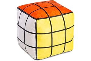 Ferocity 3D Velvet Deco Pillow para Niños Funda de Cojín para Niños con Relleno en Forma de Cubo; para la Habitación de los Niños 40 cm Alto; Decoración Infantil Motivo Colorido Cubo de Rubik [091]