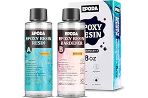 EPODA Resine Epoxy Transparente 8oz/236ml Cristal Kit Resine Epoxy Débutant Résine Epoxy Ratio 1:1 Volume pour Fabrication Bijoux et l'artisanat