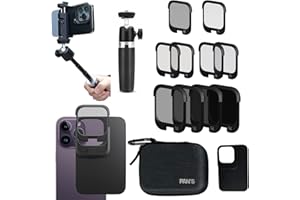 GUEDIEO Pan's Snap Filter All Filter Bundle Kits for iPhone Video Film Maker Enthusiast and Tiktok/YouTube/Ins Blogger, Compatible for iPhone 14Pro MAX,Provide extendable Tripod and Phone Clip