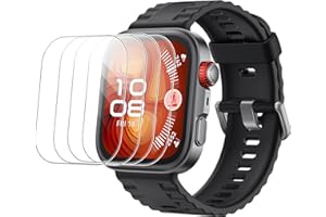 zZjoOoj Lot de 4 films de protection d'écran en verre trempé pour Huawei Watch Fit 4 Pro, protection d'écran HD, sans bulles, anti-rayures, dureté 9H, film blindé pour Watch Fit 4 Pro