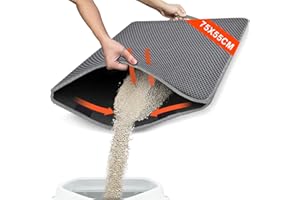 AIDSCI Versión Mejorada Alfombra Gatos Arenero | 75 x 55 cm Alfombra para Arenero de Gato Diseño de Doble en Forma Capa de Panal, Impermeable Alfombrilla Arenero Gato, Alfombra Para Gatos Fácil de Limpiar