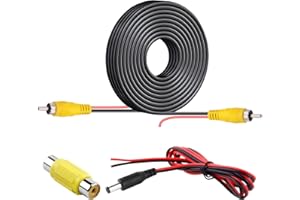 CJMUQHEHH Câble RCA 10 m pour Caméra de Recul, Rallonge RCA Double Blindage, Câble Caméra de Recul avec Connecteurs Nickelés, et Câb Le d'alimentation, pour Connecter Un Moniteur et Une Camé ra de R ecul,