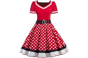 Babyonlinedress Femme Robe de Soirée Chic Jointif avec Ceinture Vintage rétro année 50s pin-up Rockabilly Swing à Pois