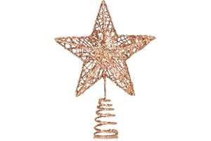 GXFCING Christbaumspitze Baumspitze Große Stern Glitzer 3D Metallic Weihnachtsbaumspitze Tannenbaum Spitze Stern für Weihnachtsbaum Christbaumschmuck 25 x 20cm (Champagner, L)